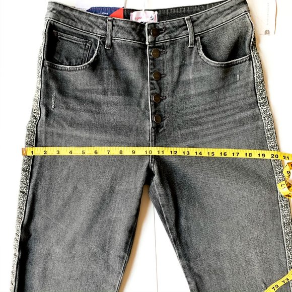 NWT anthro leopard-trimmed high rise straight jean - Picture 10 of 12